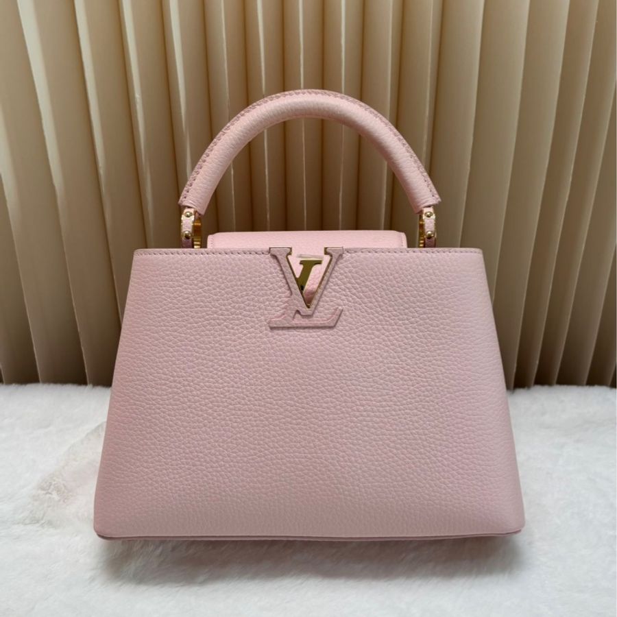 LV Capucines 粉色 荔枝牛皮 BB 金标-9