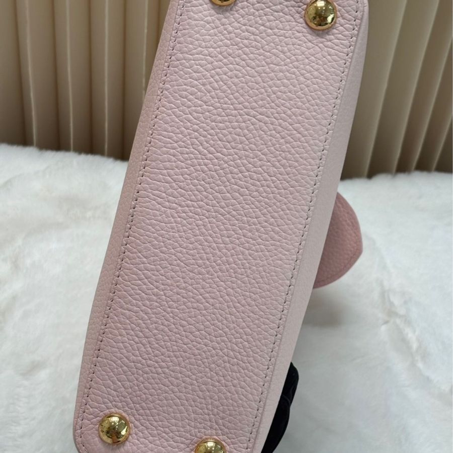 LV Capucines 粉色 荔枝牛皮 BB 金标-11