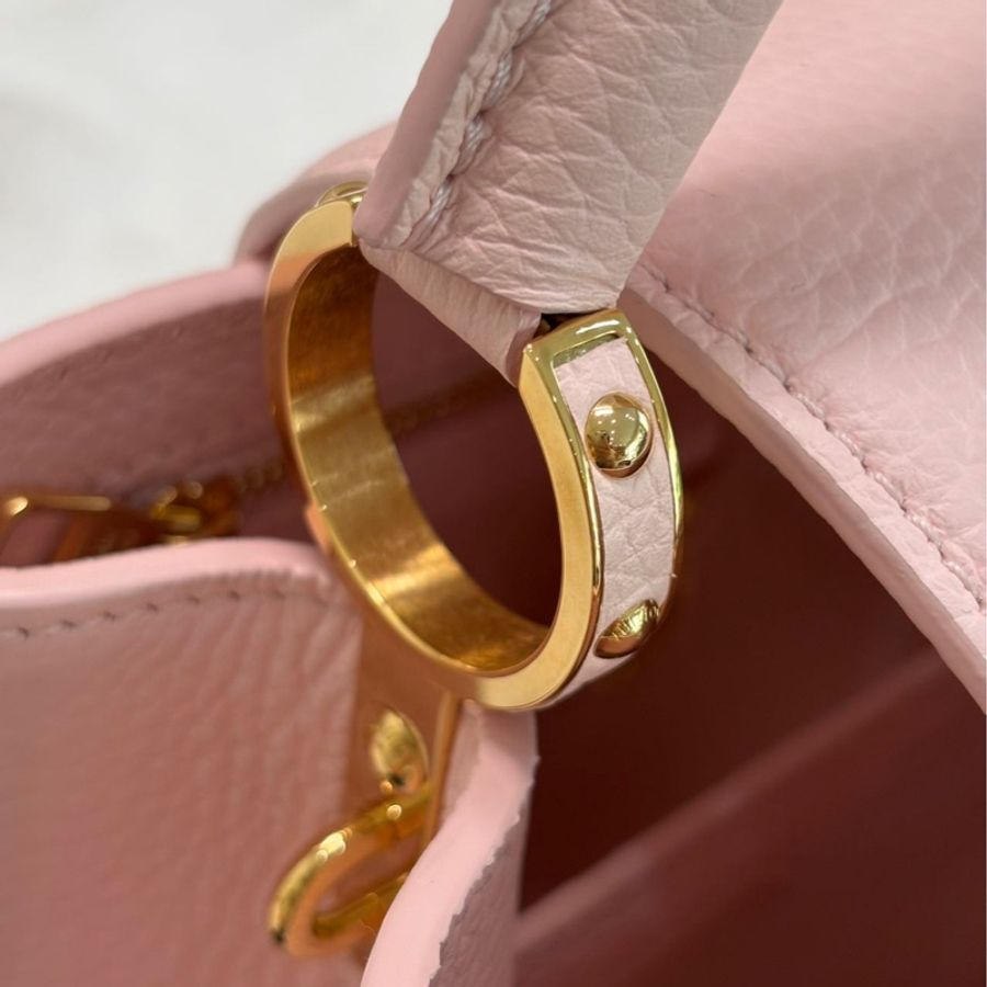 LV Capucines 粉色 荔枝牛皮 BB 金标-18