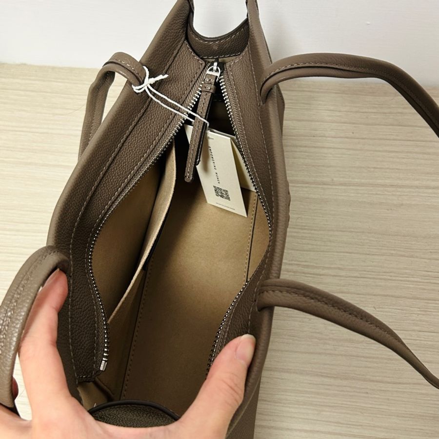 tory burch 灰咖色肩背包 E/W Satchel wild Mus 軟皮-10