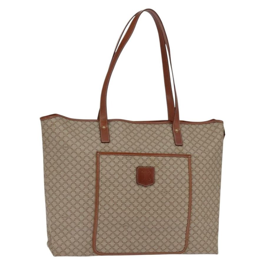 【日本直送】CELINE Macadam帆布肩背包 PVC 米色 金色 正品 144633-0