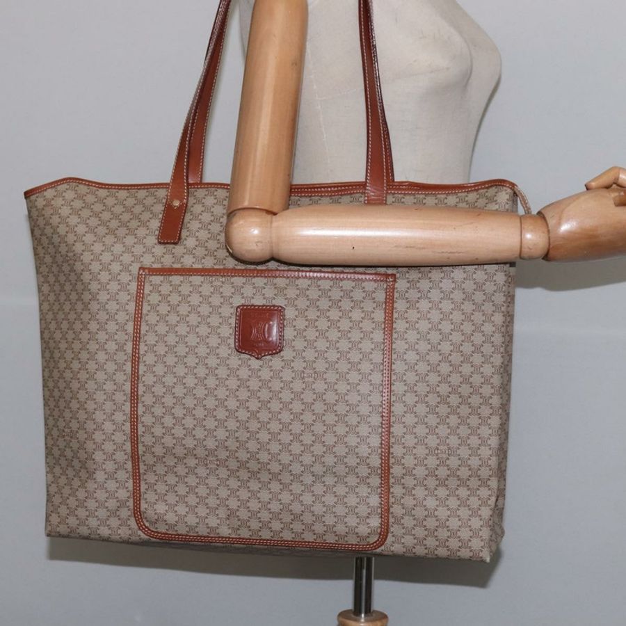 【日本直送】CELINE Macadam帆布肩背包 PVC 米色 金色 正品 144633-20