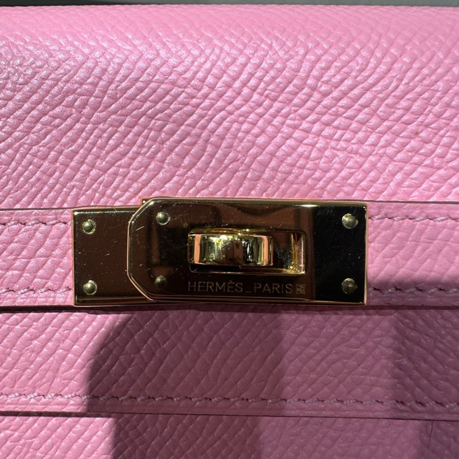 HERMES Kelly To Go系列 金扣粉色 長钱包 手包-5
