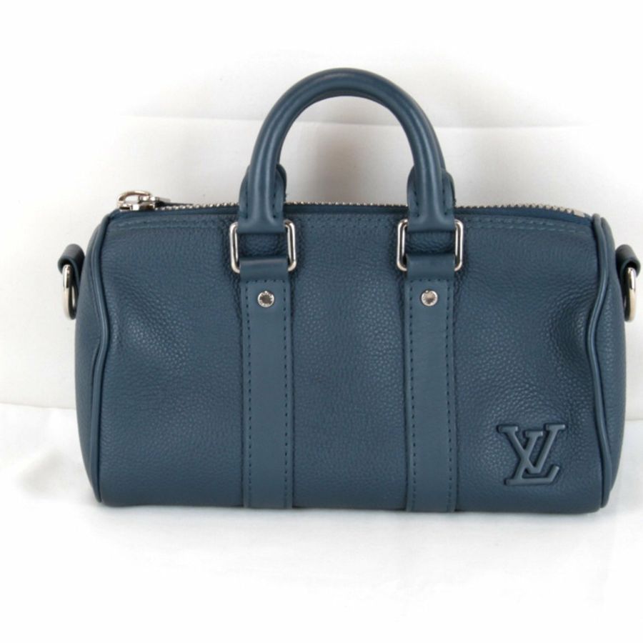LOUIS VUITTON Aerogram Keepall XS 單肩包(附 IC 晶片)M81003 皮革手提包 藍色 女士-0