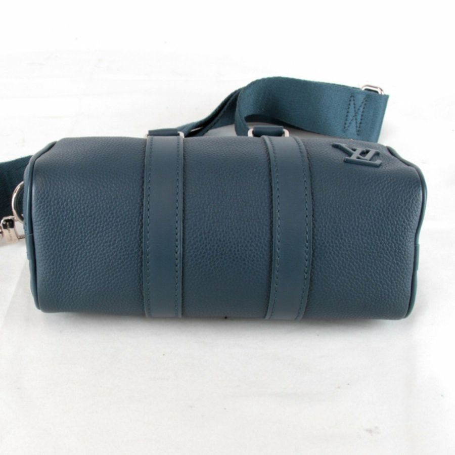 LOUIS VUITTON Aerogram Keepall XS 單肩包(附 IC 晶片)M81003 皮革手提包 藍色 女士-4
