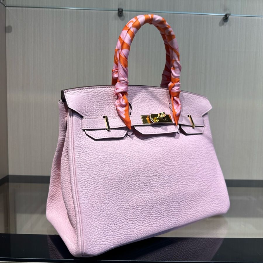 HERMES爱马仕 Birkin 30银扣 铂金包手提包 女款 樱花粉-1