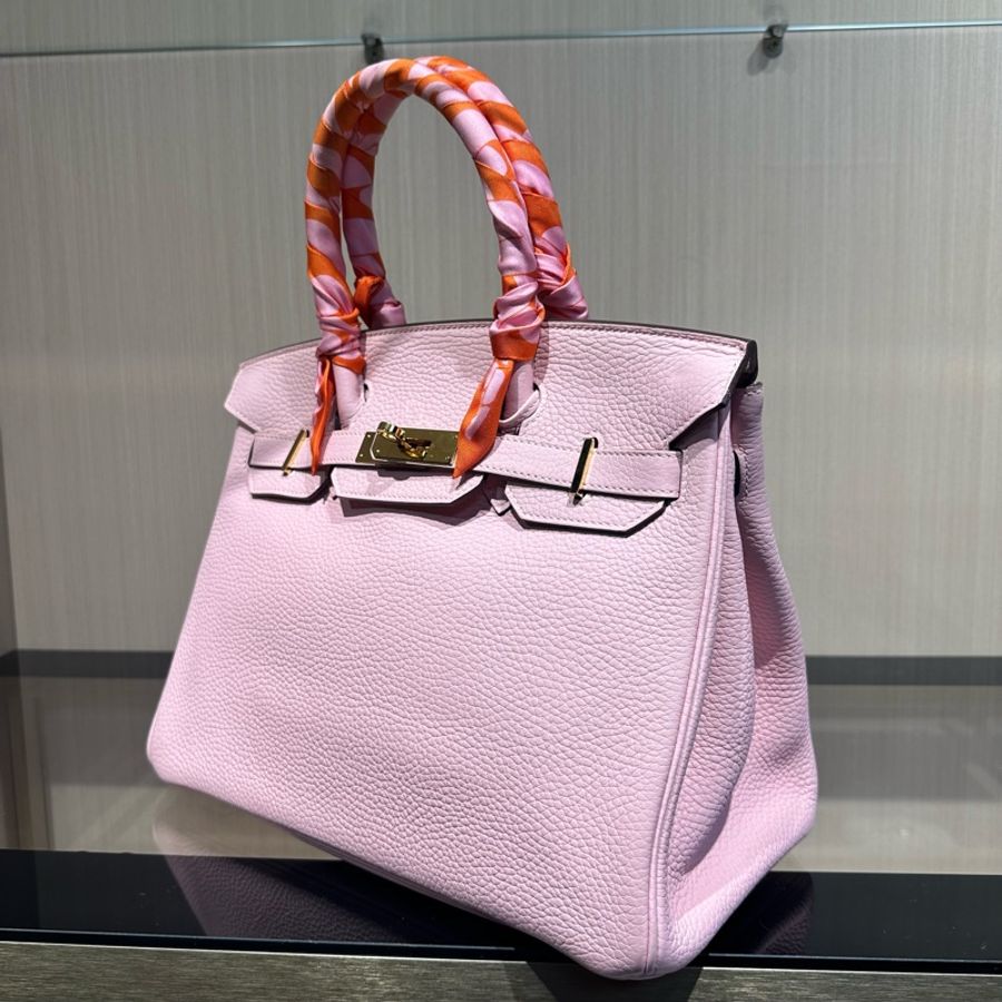 HERMES爱马仕 Birkin 30银扣 铂金包手提包 女款 樱花粉-2