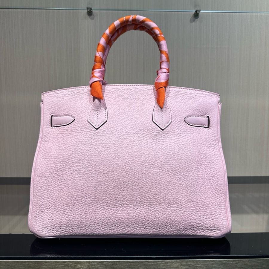 HERMES爱马仕 Birkin 30银扣 铂金包手提包 女款 樱花粉-3