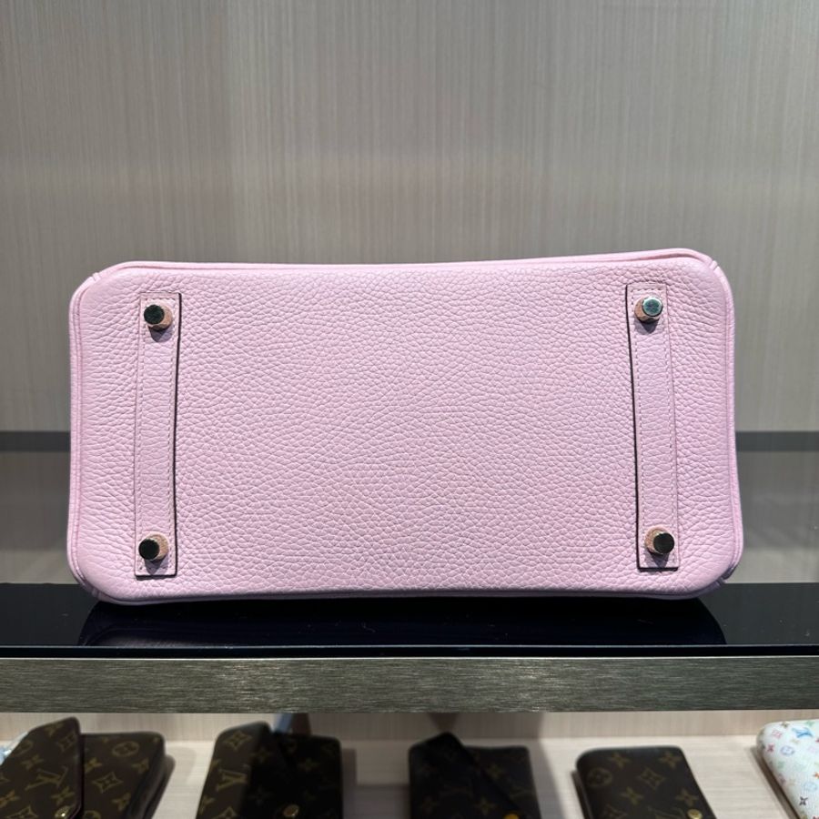 HERMES爱马仕 Birkin 30银扣 铂金包手提包 女款 樱花粉-4