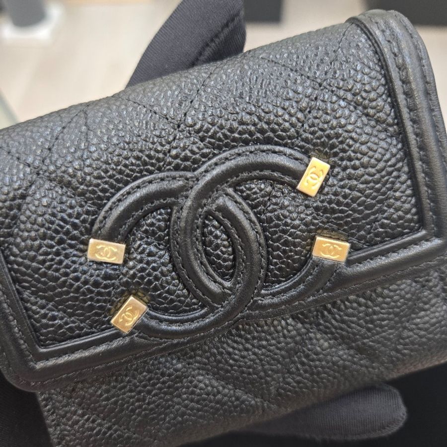Chanel - 黑金雙C零錢包-4