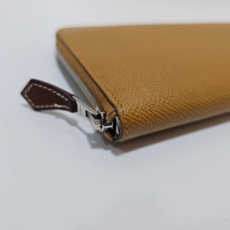 Hermes 芝麻色25Epson皮銀釦12卡ㄇ拉絲巾長夾H084700CKAA-4