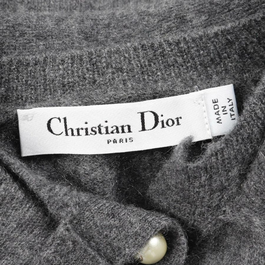 Dior CD logo 珍珠紐扣針織衫 354S48AM053 羊絨灰 二手 女款-2