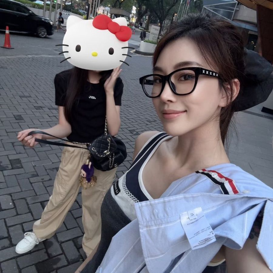 CHANEL 菱格紋鏡腳抗藍光眼鏡 - 黑-7