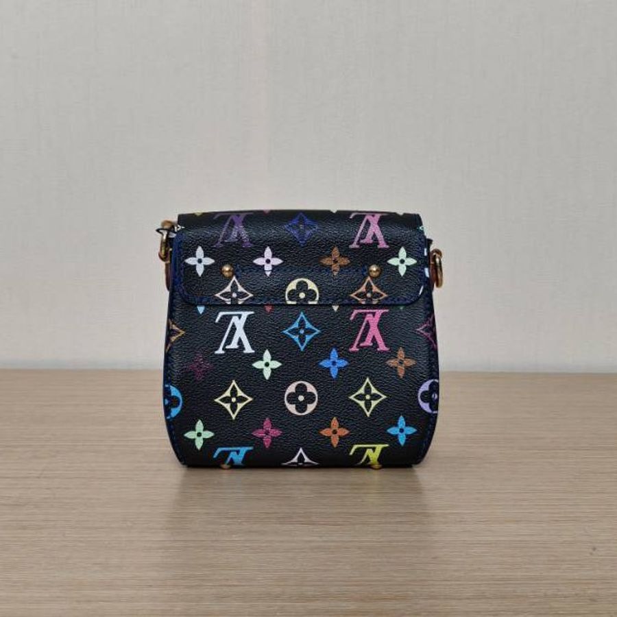 LOUIS VUITTON 黑三彩PVC2012中古小方包肩背包-2