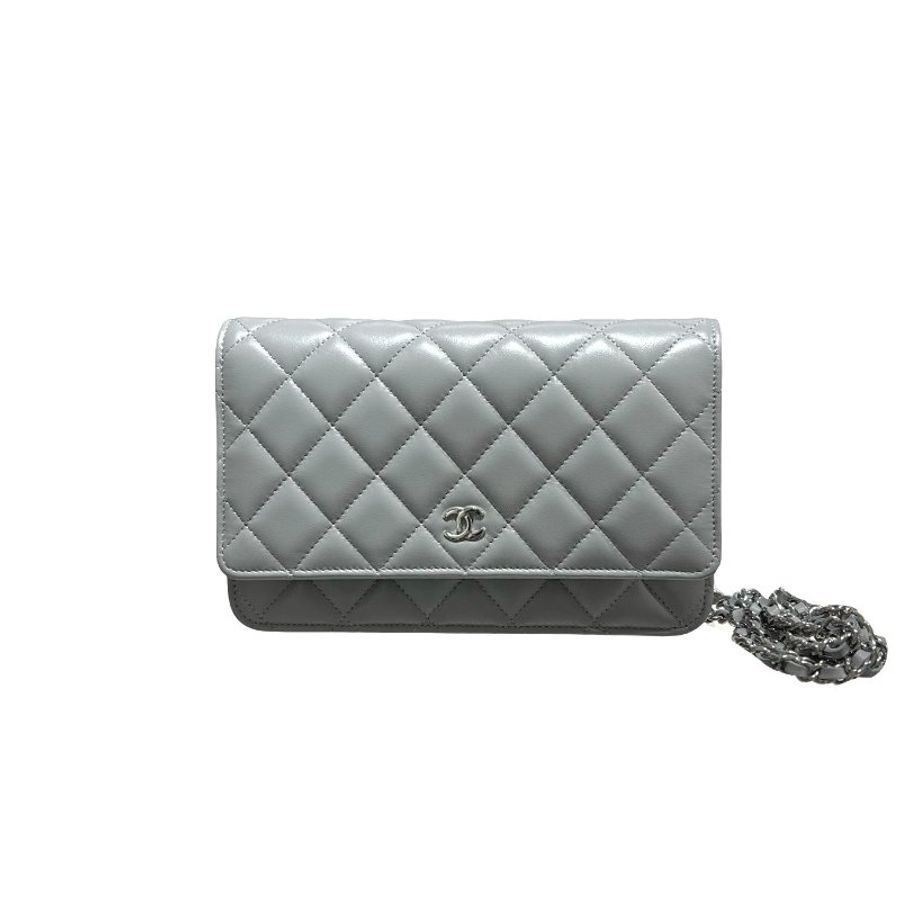 CHANEL GREY PHW WALLET ON CHAIN-0
