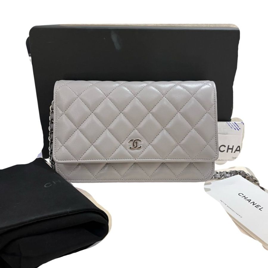 CHANEL GREY PHW WALLET ON CHAIN-1