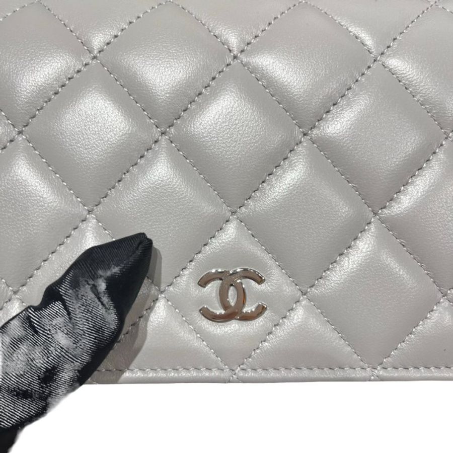 CHANEL GREY PHW WALLET ON CHAIN-3