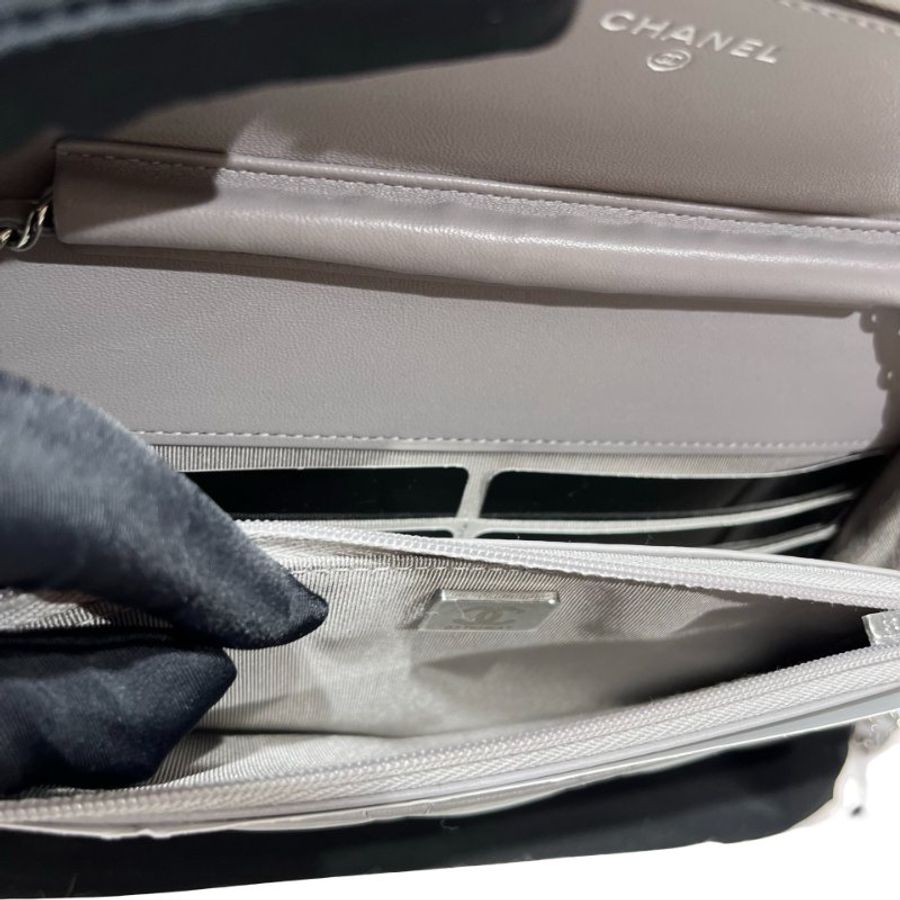 CHANEL GREY PHW WALLET ON CHAIN-4