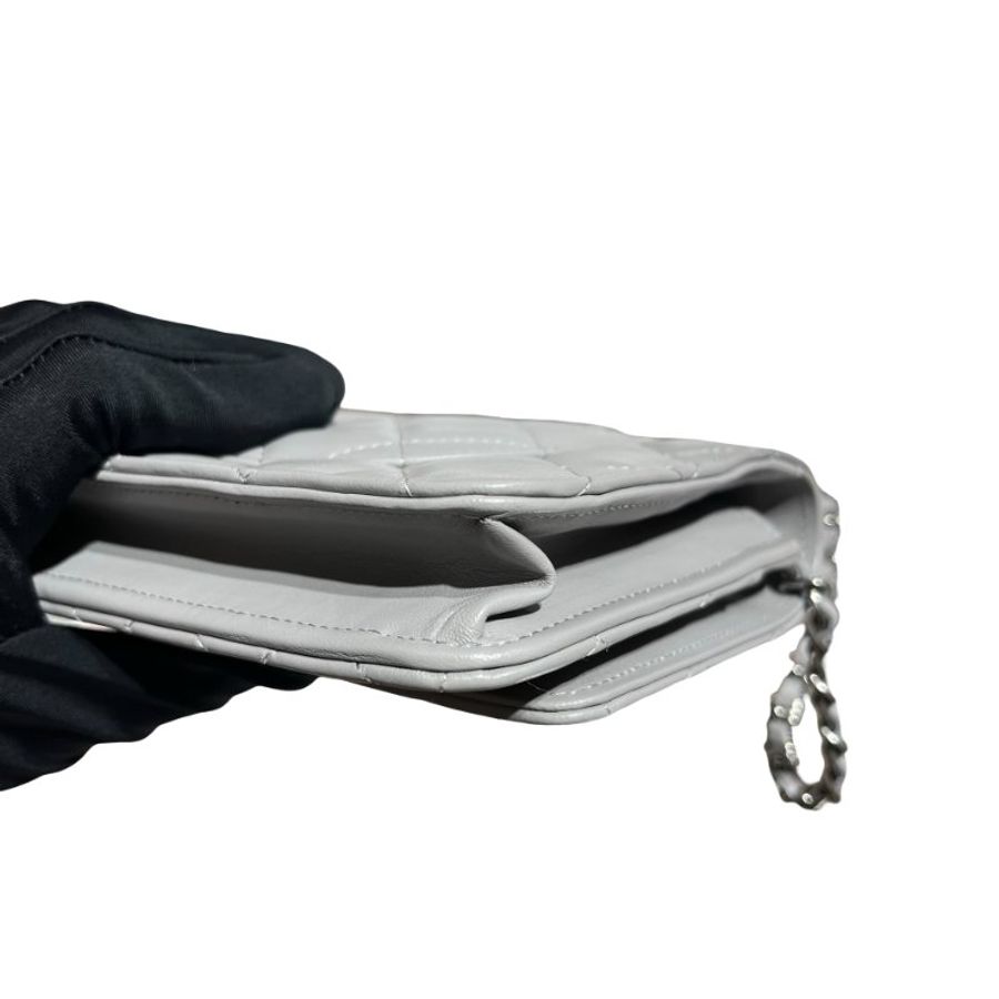 CHANEL GREY PHW WALLET ON CHAIN-5