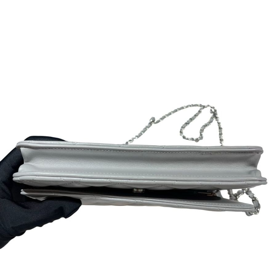 CHANEL GREY PHW WALLET ON CHAIN-9