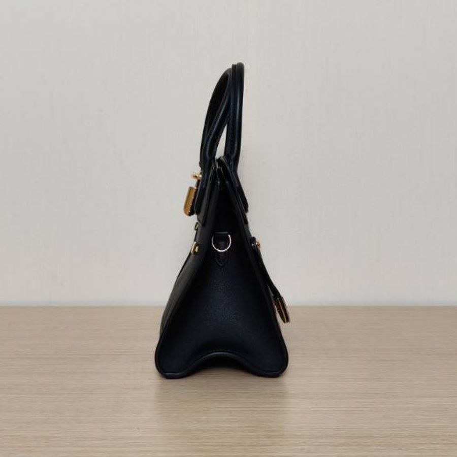 LOUIS VUITTON 黑色牛皮金扣晶片STEAMER小號手袋肩背包-1
