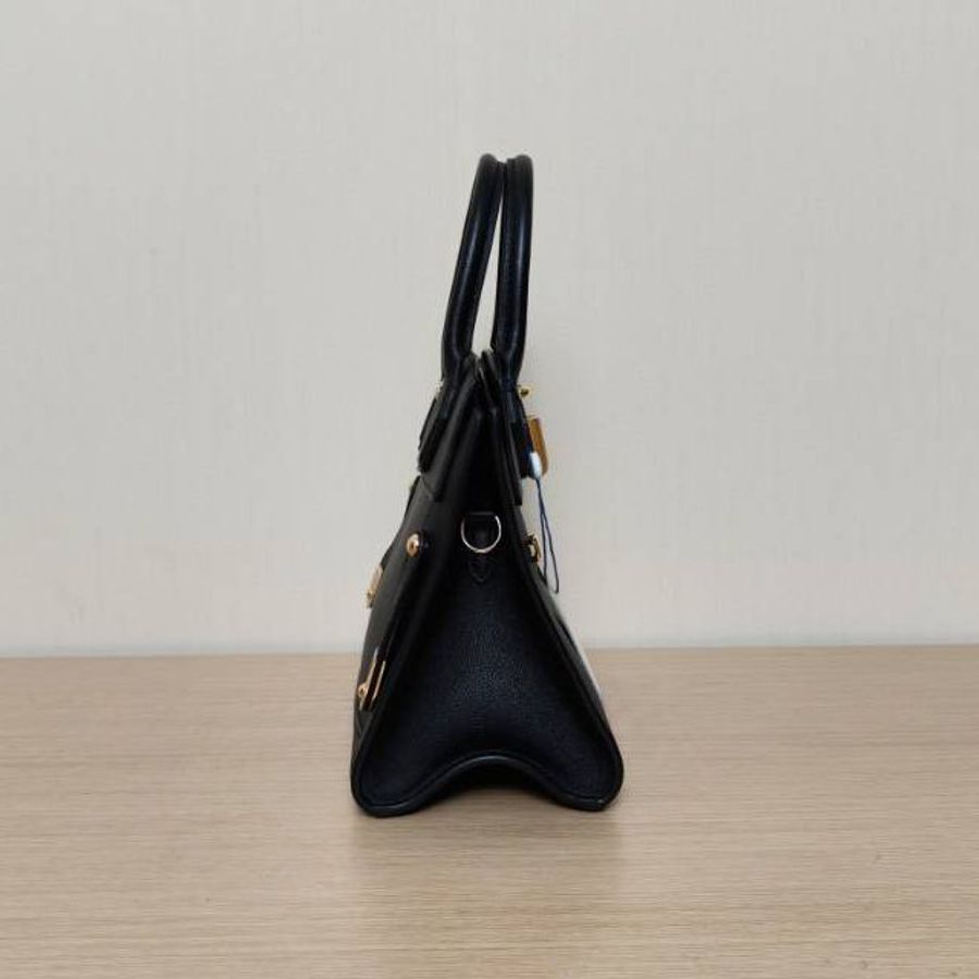 LOUIS VUITTON 黑色牛皮金扣晶片STEAMER小號手袋肩背包-3