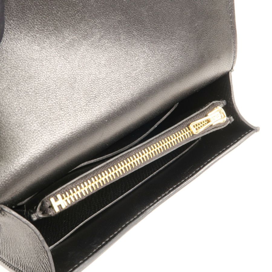 HERMES 【Hermes Fair】Epsom皮革Constance Slim金扣錢包Noir-7