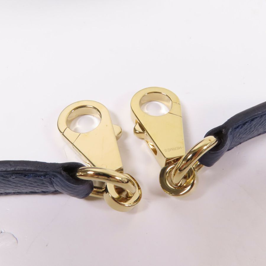 HERMES Epsom/Clemence皮革Kelly 28金扣手挽肩背兩用袋 Bleu Saphir/ Brique-7