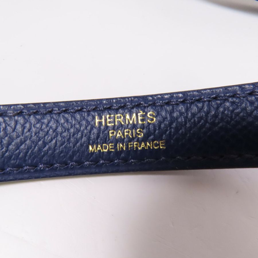 HERMES Epsom/Clemence皮革Kelly 28金扣手挽肩背兩用袋 Bleu Saphir/ Brique-8