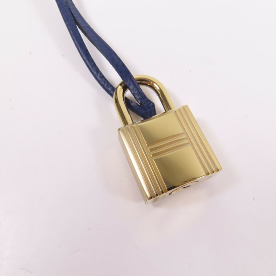 HERMES Epsom/Clemence皮革Kelly 28金扣手挽肩背兩用袋 Bleu Saphir/ Brique-9