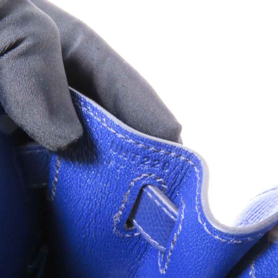 HERMES Epsom/Clemence皮革Kelly 28金扣手挽肩背兩用袋 Bleu Saphir/ Brique-13