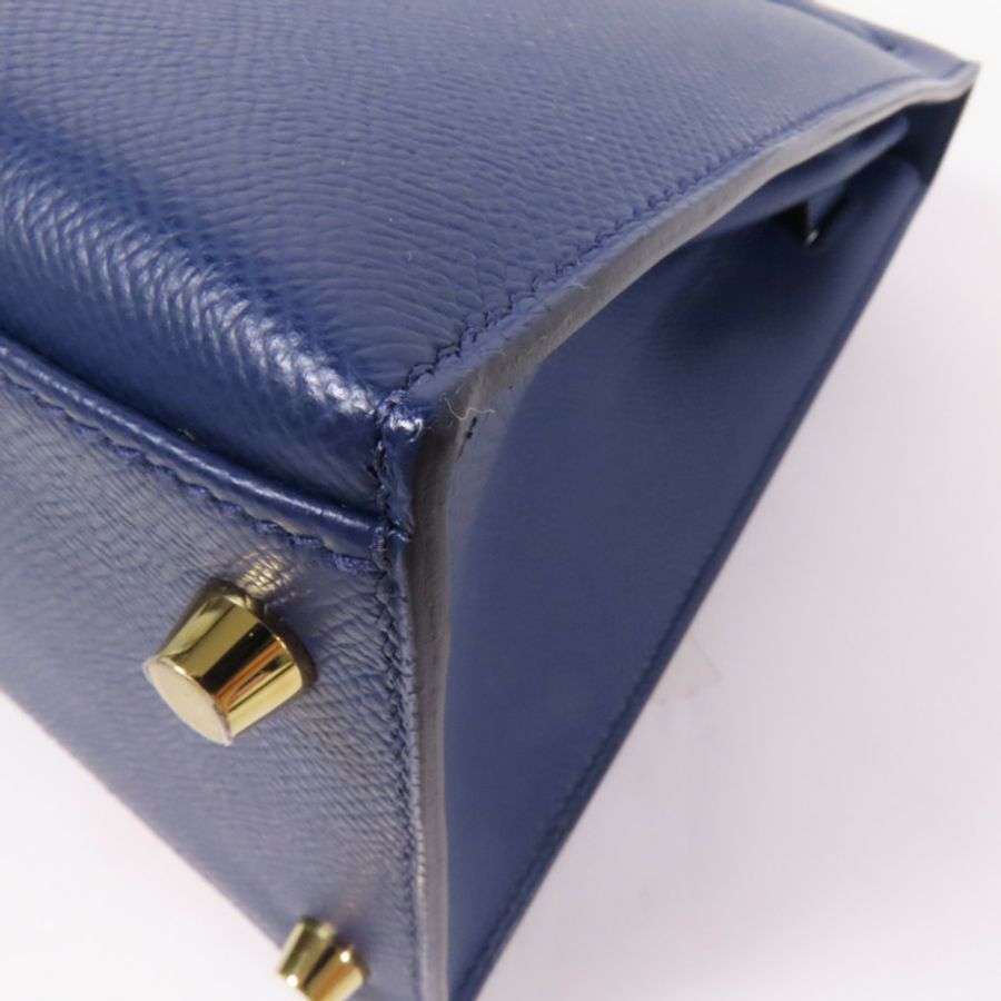 HERMES Epsom/Clemence皮革Kelly 28金扣手挽肩背兩用袋 Bleu Saphir/ Brique-18