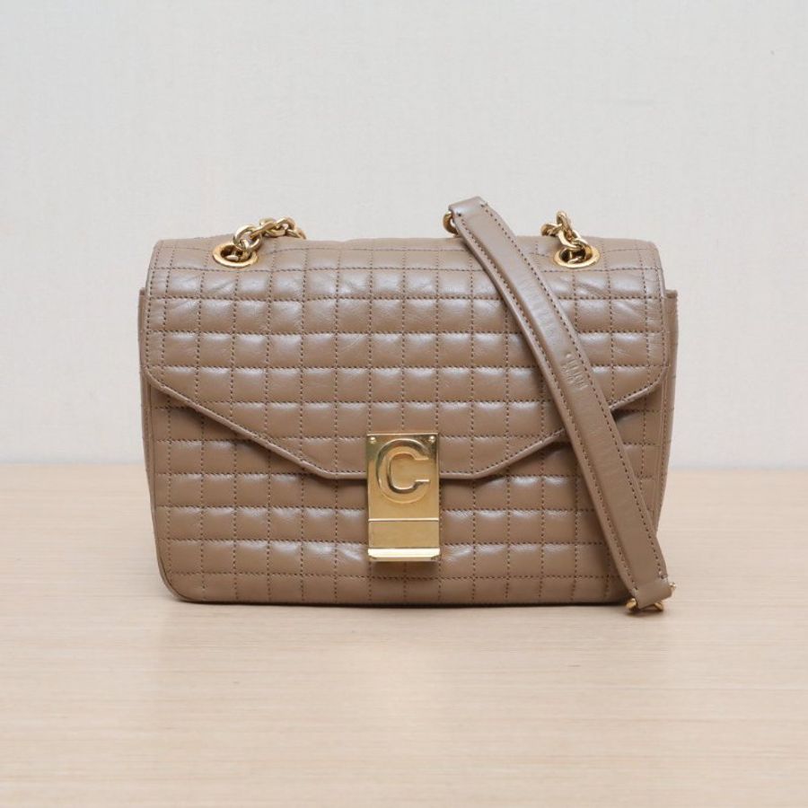 CELINE CBAG中號絎縫奶茶色牛皮肩背包-1