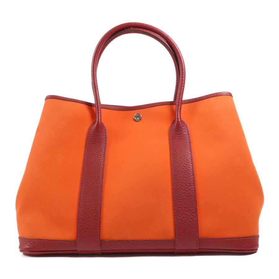 HERMES 帆布Garden Party PM銀扣手挽袋-1