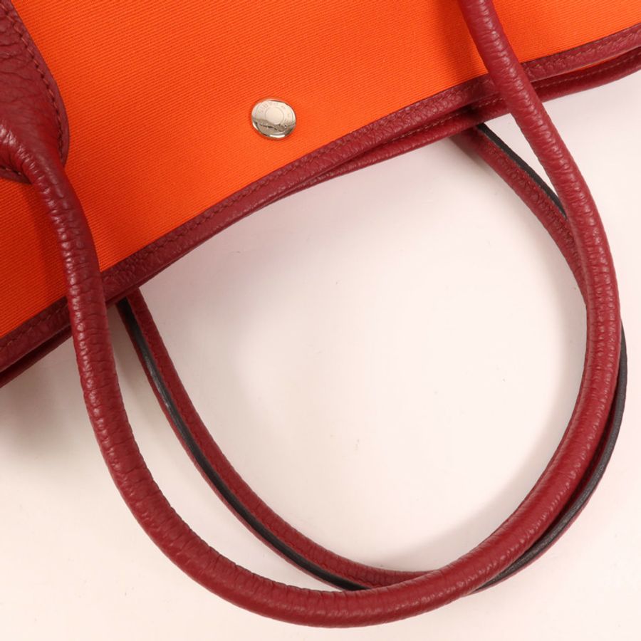 HERMES 帆布Garden Party PM銀扣手挽袋-4