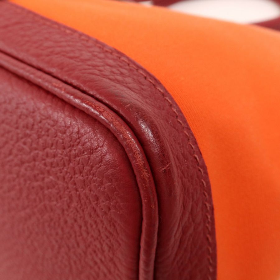 HERMES 帆布Garden Party PM銀扣手挽袋-5