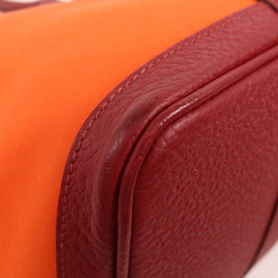 HERMES 帆布Garden Party PM銀扣手挽袋-6