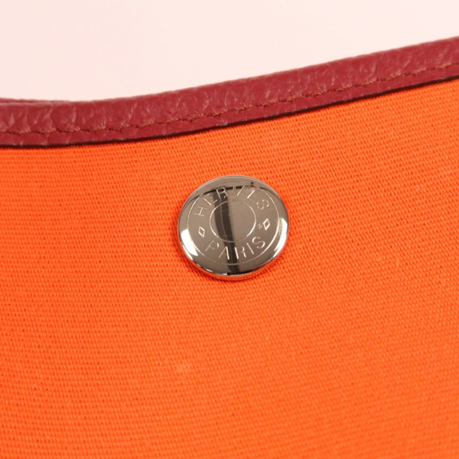 HERMES 帆布Garden Party PM銀扣手挽袋-9