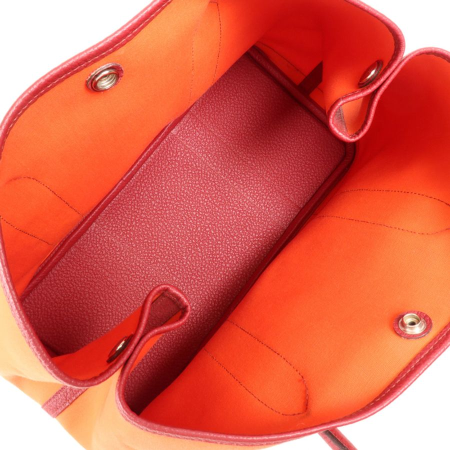 HERMES 帆布Garden Party PM銀扣手挽袋-10