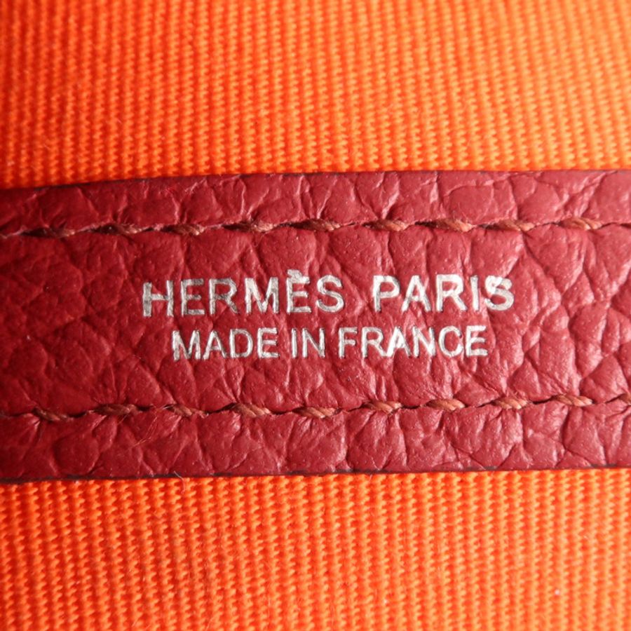 HERMES 帆布Garden Party PM銀扣手挽袋-11