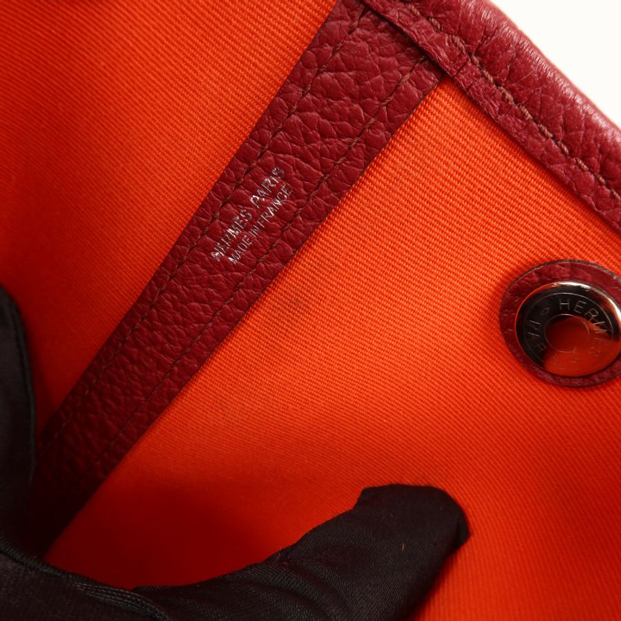 HERMES 帆布Garden Party PM銀扣手挽袋-13