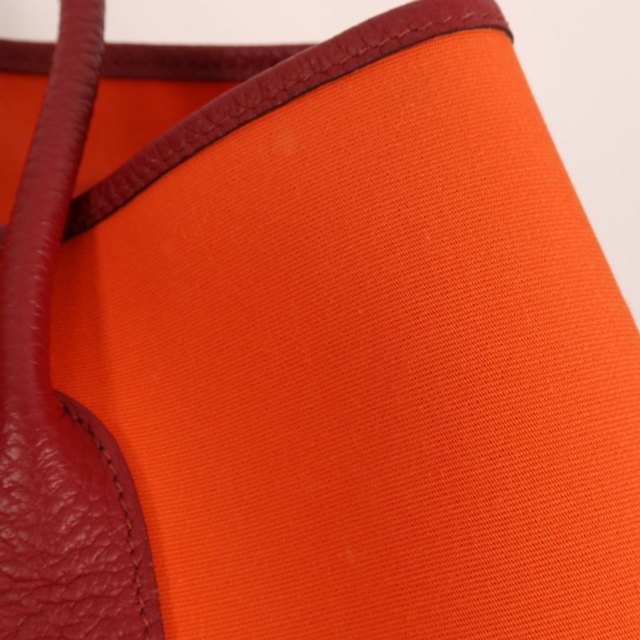 HERMES 帆布Garden Party PM銀扣手挽袋-24