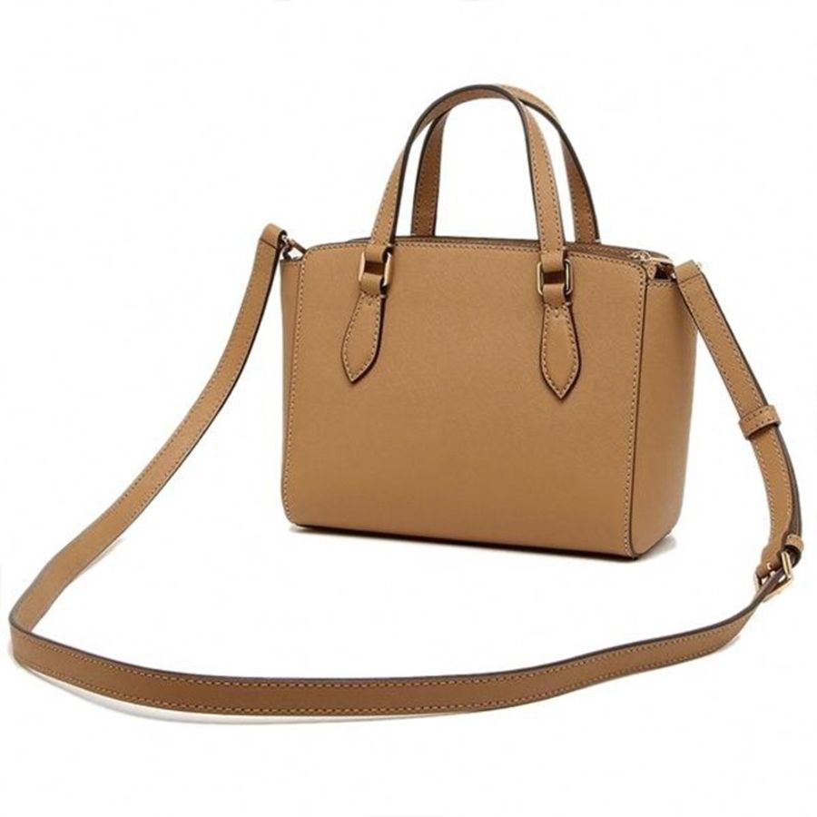 【TORY BURCH】雙T-LOGO素面皮革兩用包-焦糖色-2