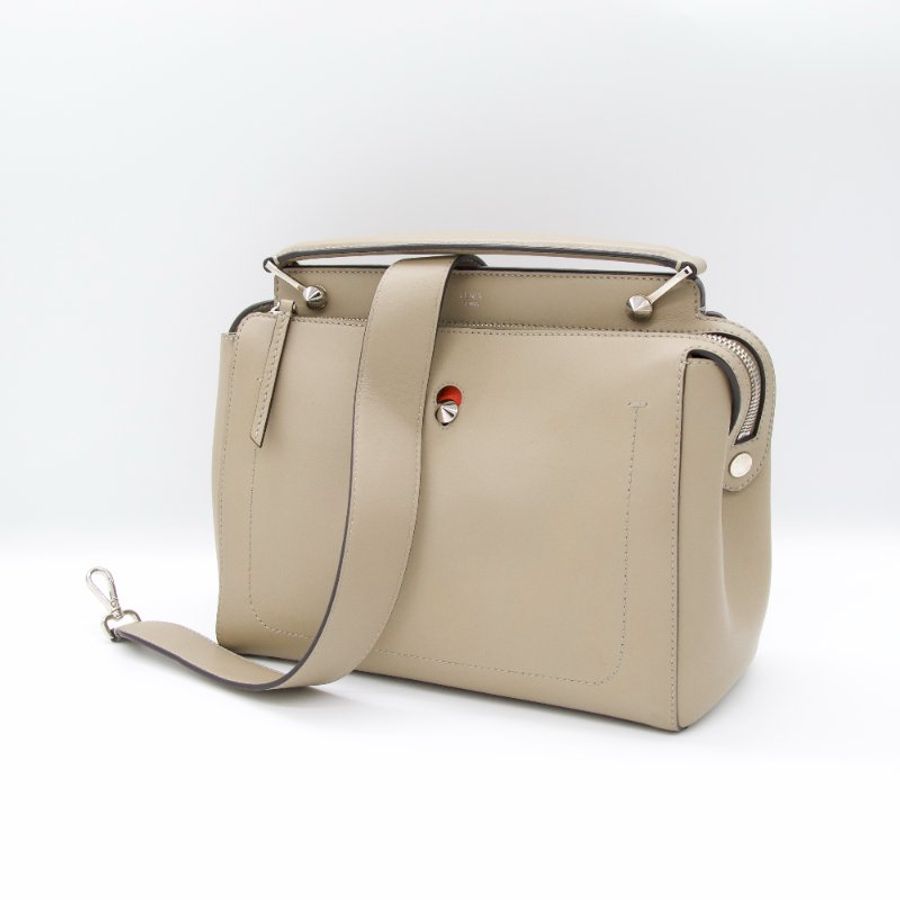 Fendi 芬迪 DOT COM 牛皮 米灰色 兩用 肩背包 手提包 8BN293-1