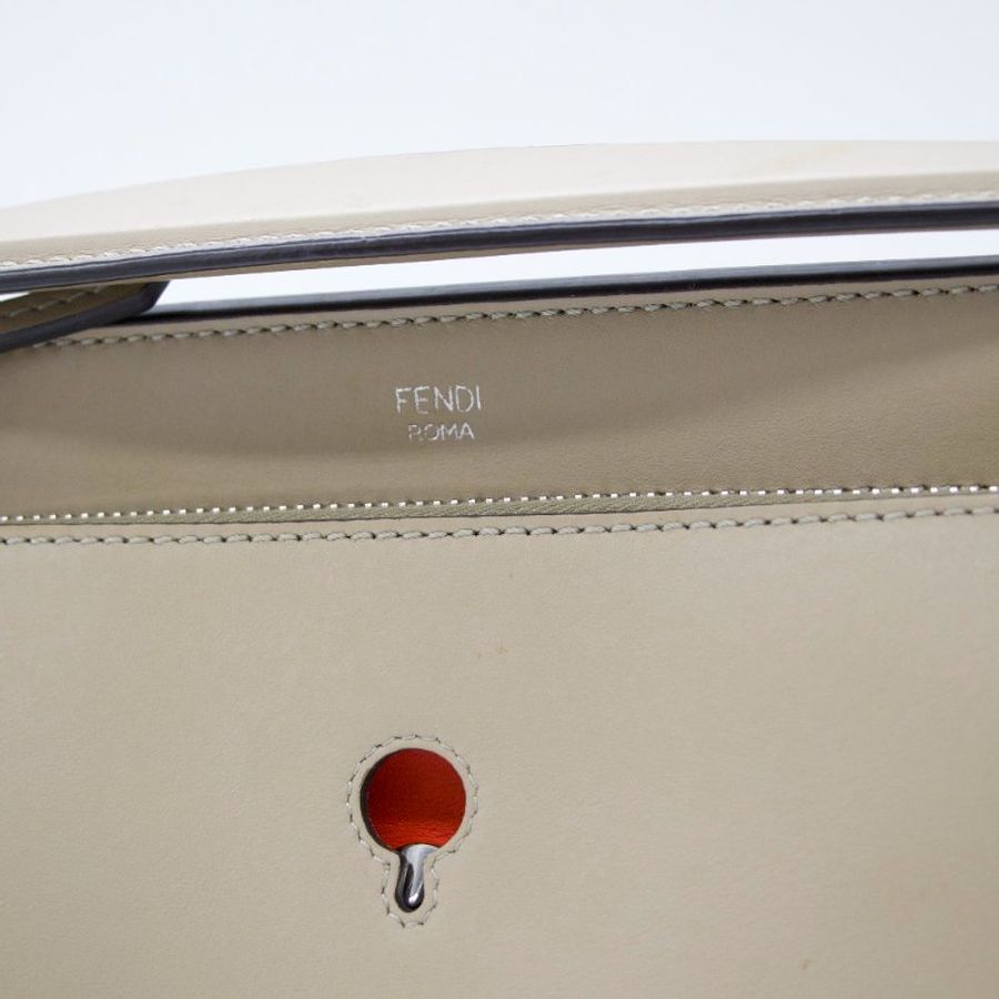 Fendi 芬迪 DOT COM 牛皮 米灰色 兩用 肩背包 手提包 8BN293-8