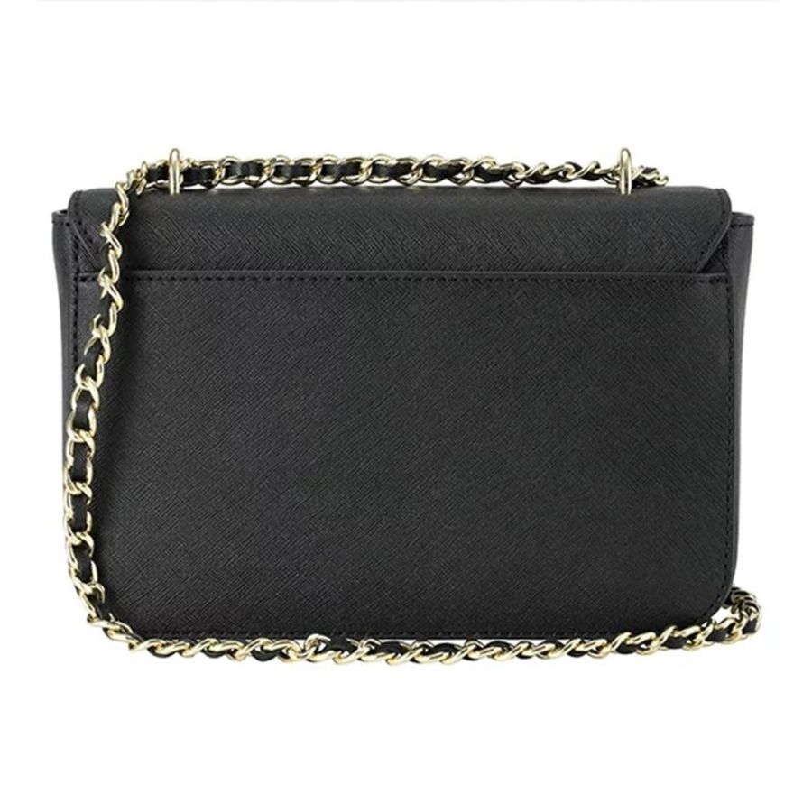 【TORY BURCH】雙T-LOGO素面皮革鍊包-黑色-1