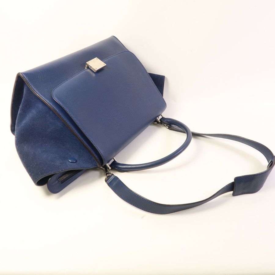 CELINE 【激減優惠】牛皮皮革Trapeze銀扣手挽肩背兩用袋-7
