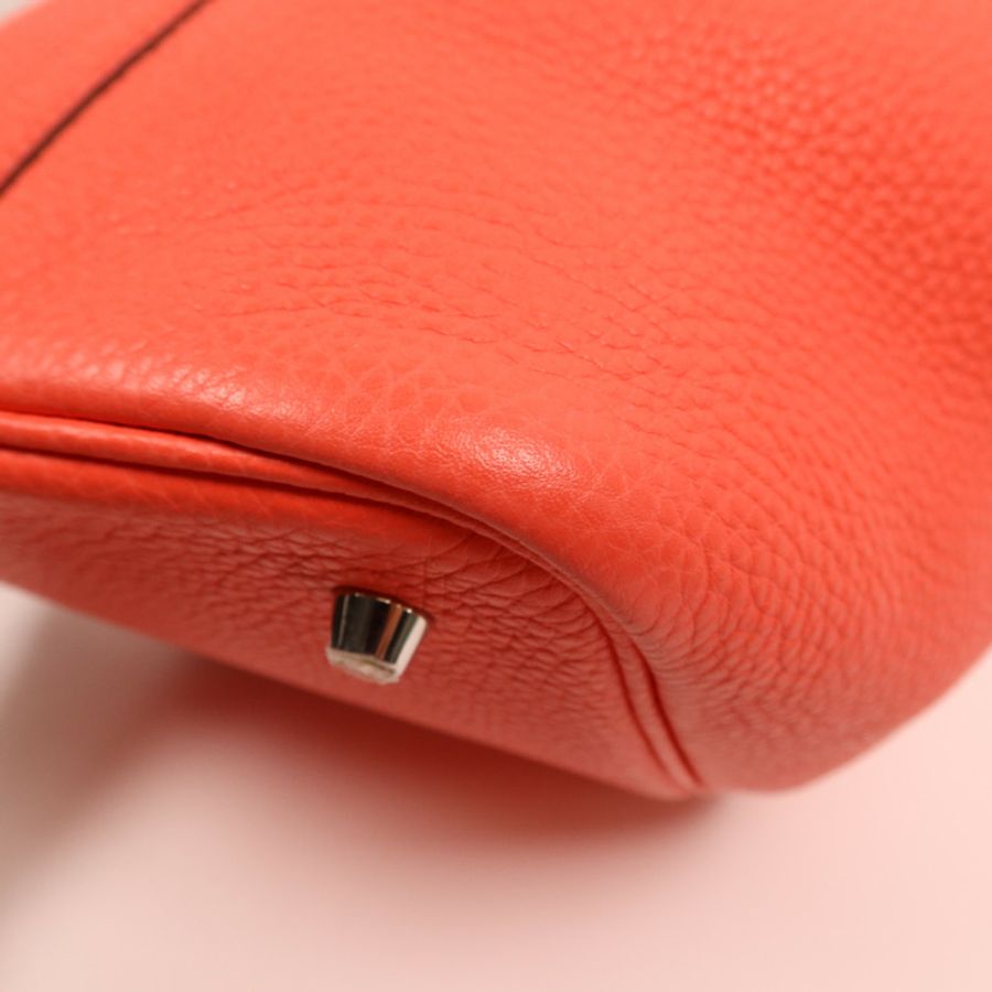 HERMES Clemence皮革Picotin MM銀扣手挽袋Orange Poppy-9