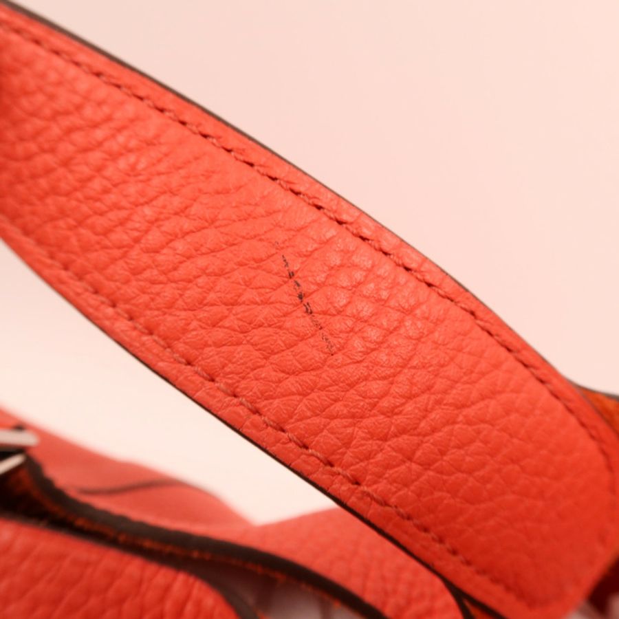 HERMES Clemence皮革Picotin MM銀扣手挽袋Orange Poppy-15