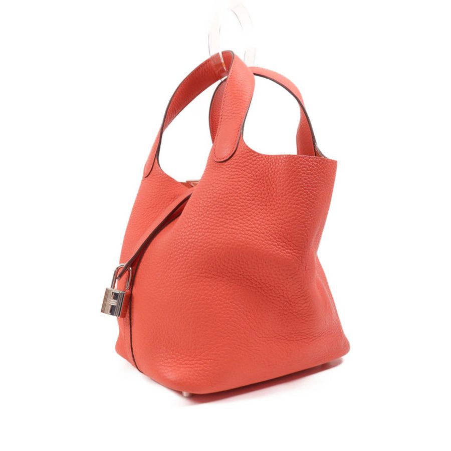 HERMES 【Hermes Fair】Clemence皮革Picotin PM銀扣手挽袋Rose Texas-2